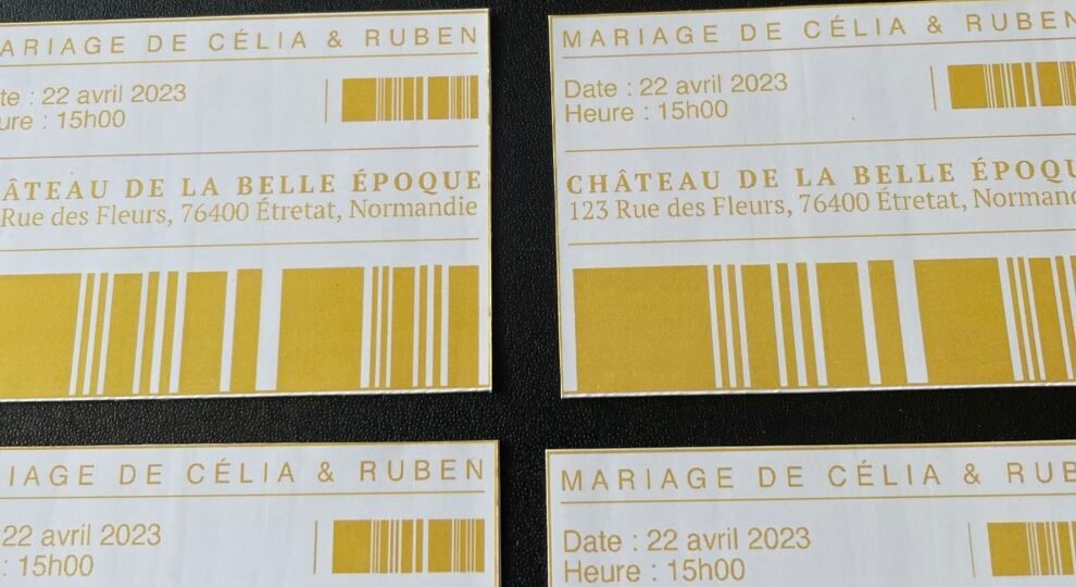 Personnalisez votre mariage avec des tickets d’entrée élégants